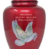 Mother of Pearl Shell Art Red Dove - IUFM100