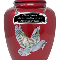 Mother of Pearl Shell Art Red Dove - IUFM100