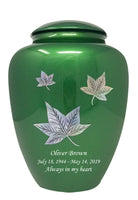 Mother of Pearl Shell Art Green Maple Leaf - IUFM105
