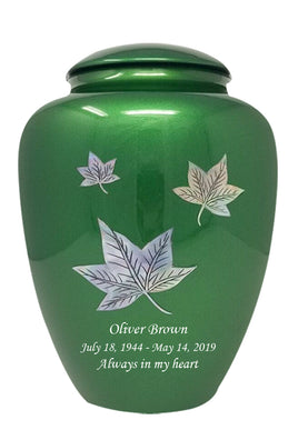 Mother of Pearl Shell Art Green Maple Leaf - IUFM105