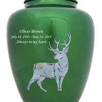 Mother of Pearl Shell Art Green Deer - IUFM110