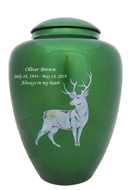 Mother of Pearl Shell Art Green Deer - IUFM110