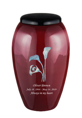 Mother of Pearl Shell Art Burgundy Lilium - IUFM112-Burgundy