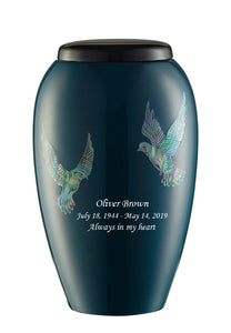 Mother of Pearl Shell Art Teal Pearly Dove - IUFM113-Teal