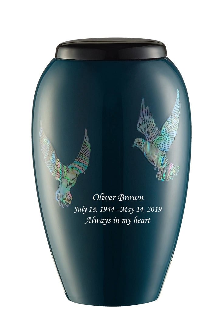 Mother of Pearl Shell Art Teal Pearly Dove - IUFM113-Teal
