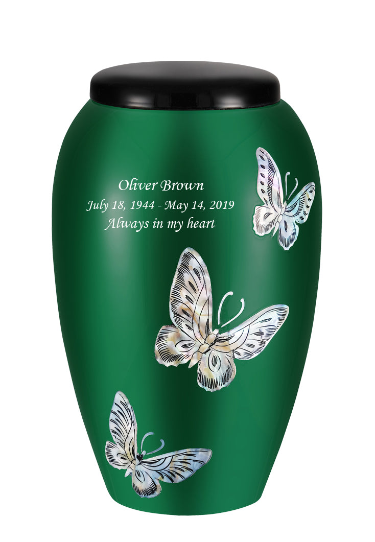 Mother of Pearl Shell Art Green Avian Butterfly - IUFM114-Green