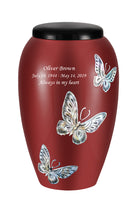 Mother of Pearl Shell Art Maroon Avian Butterfly - IUFM114-Maroon
