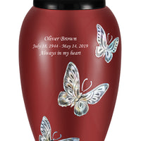 Mother of Pearl Shell Art Maroon Avian Butterfly - IUFM114-Maroon
