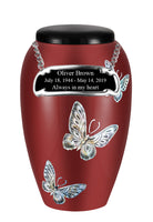 Mother of Pearl Shell Art Maroon Avian Butterfly - IUFM114-Maroon
