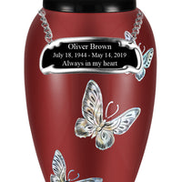 Mother of Pearl Shell Art Maroon Avian Butterfly - IUFM114-Maroon