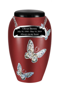 Mother of Pearl Shell Art Maroon Avian Butterfly - IUFM114-Maroon