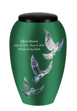 Mother of Pearl Shell Art Green Sacred Dove - IUFM115-Green