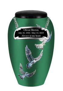 Mother of Pearl Shell Art Green Sacred Dove - IUFM115-Green