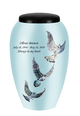 Mother of Pearl Shell Art Aqua Sacred Dove - IUFM115-Sky Blue