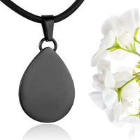 Black polished fingerprint pendant - Tear drop