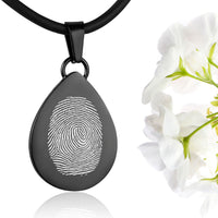 Black polished fingerprint pendant - Tear drop
