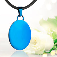 Blue polished fingerprint pendant - Oval
