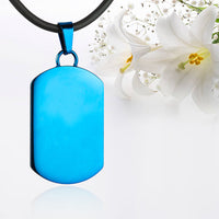 Blue polished fingerprint pendant - Dog Tag