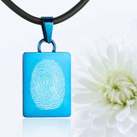 Blue polished fingerprint pendant - Rectangle