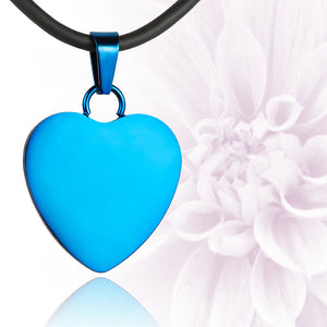 Blue polished fingerprint pendant - Heart