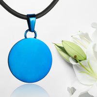 Blue polished fingerprint pendant - Circle