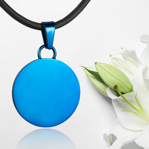 Blue polished fingerprint pendant - Circle