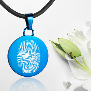 Blue polished fingerprint pendant - Circle