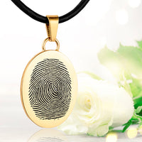 Gold polished fingerprint pendant - Oval