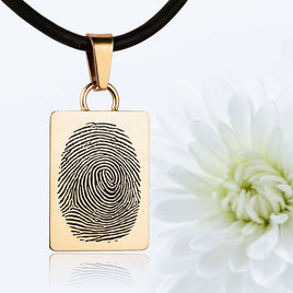 Gold polished fingerprint pendant - Rectangle