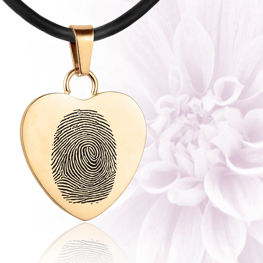 Gold polished fingerprint pendant - Heart