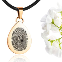 Gold polished fingerprint pendant - Teardrop