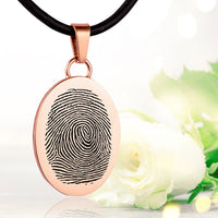 Rose gold polished fingerprint pendant - Oval
