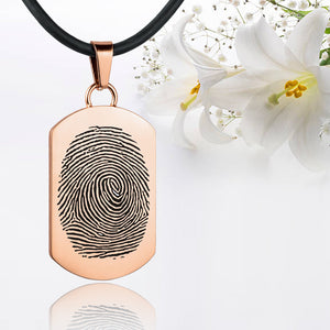 Rose gold polished fingerprint pendant - Dog Tag