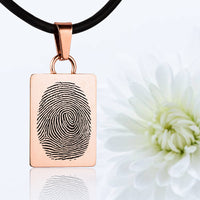 Rose gold polished fingerprint pendant - Rectangle