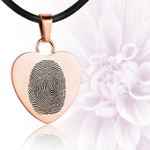 Rose gold polished fingerprint pendant - Heart