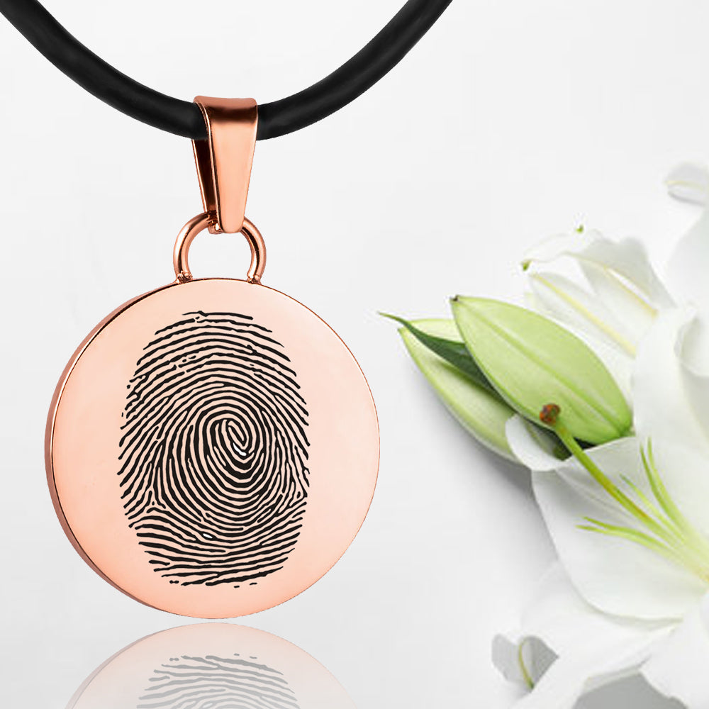 Rose gold polished fingerprint pendant - Circle