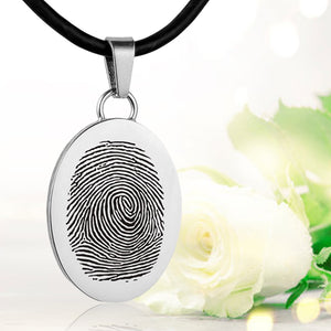 Silver polished fingerprint pendant - Oval
