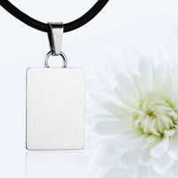 Silver polished fingerprint pendant - Rectangle