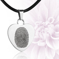 Silver polished fingerprint pendant - Heart