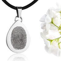 Silver polished fingerprint pendant - Teardrop