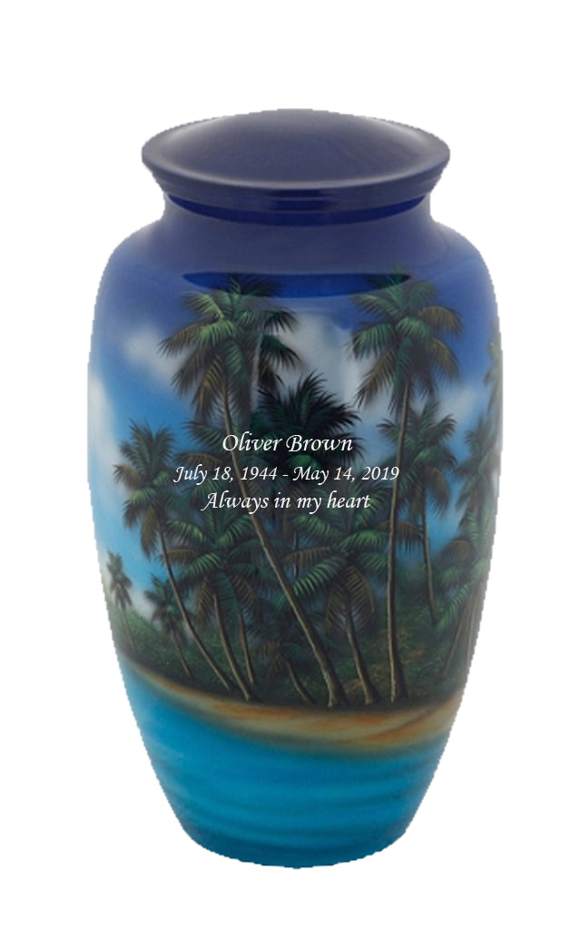 Hand Painted Ocean Beach & Palm Trees - IUHP124