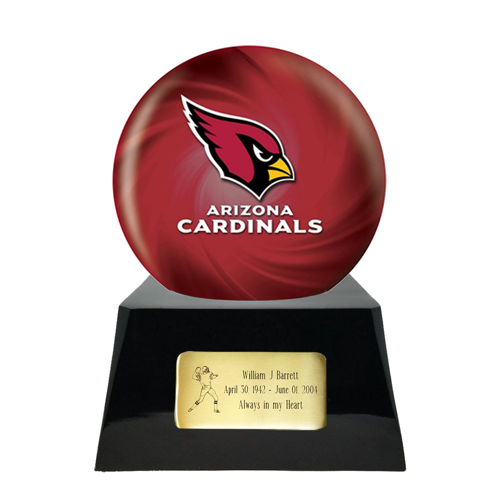 Football Trophy Urn Base with Optional Arizona Cardinal Team Sphere NFL