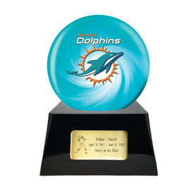 Football Trophy Urn Base with Optional Miami Dolphins Team Sphere NFL