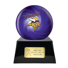 Football Trophy Urn Base with Optional Minnesota Vikings Team Sphere NFL