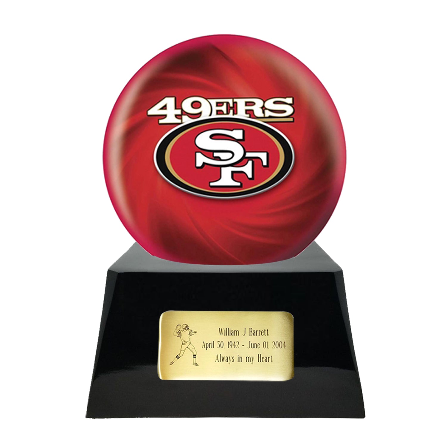 Football Trophy Urn Base with Optional San Francisco 49ers Team Sphere