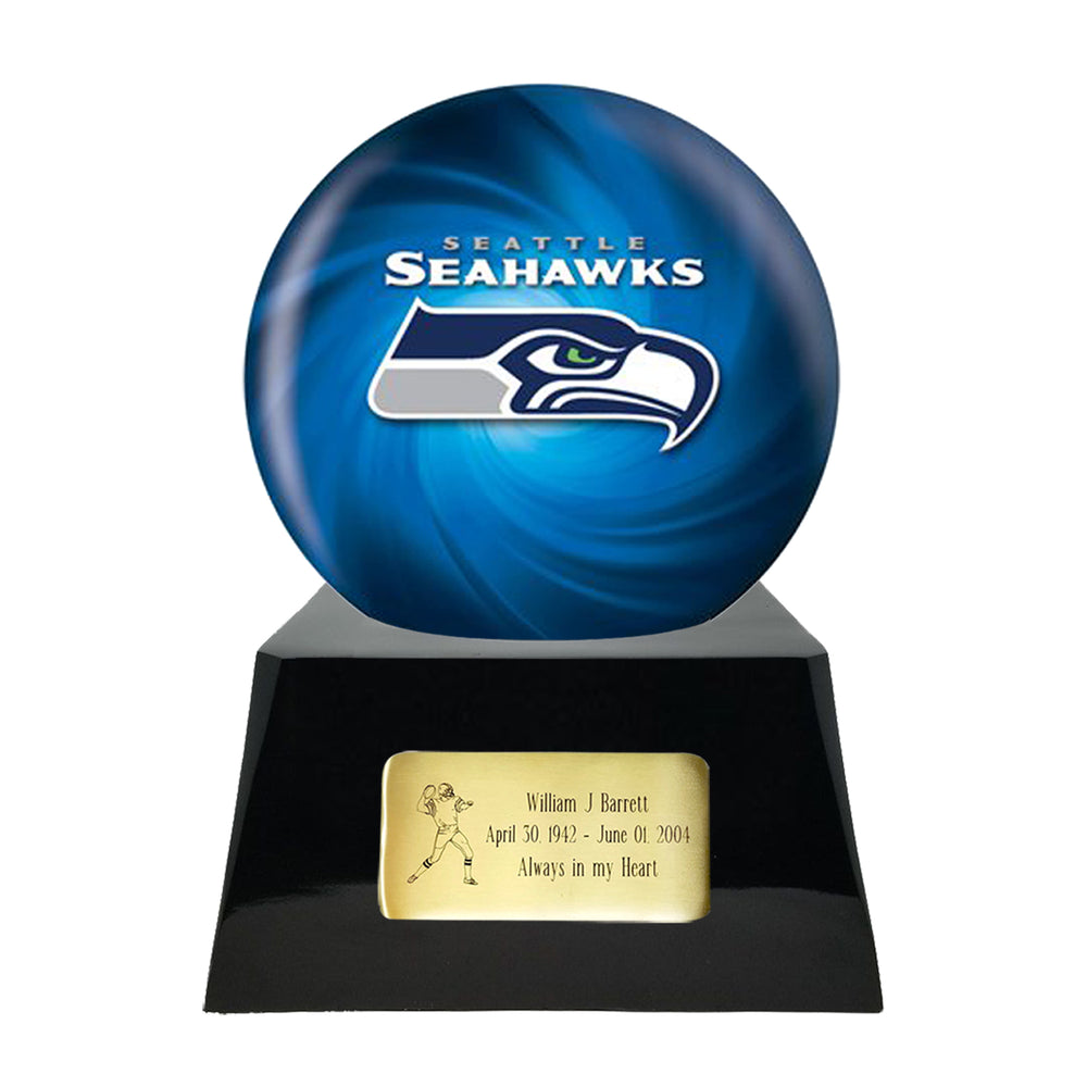 Football Trophy Urn Base with Optional Seattle Seahawks Team Sphere NFL