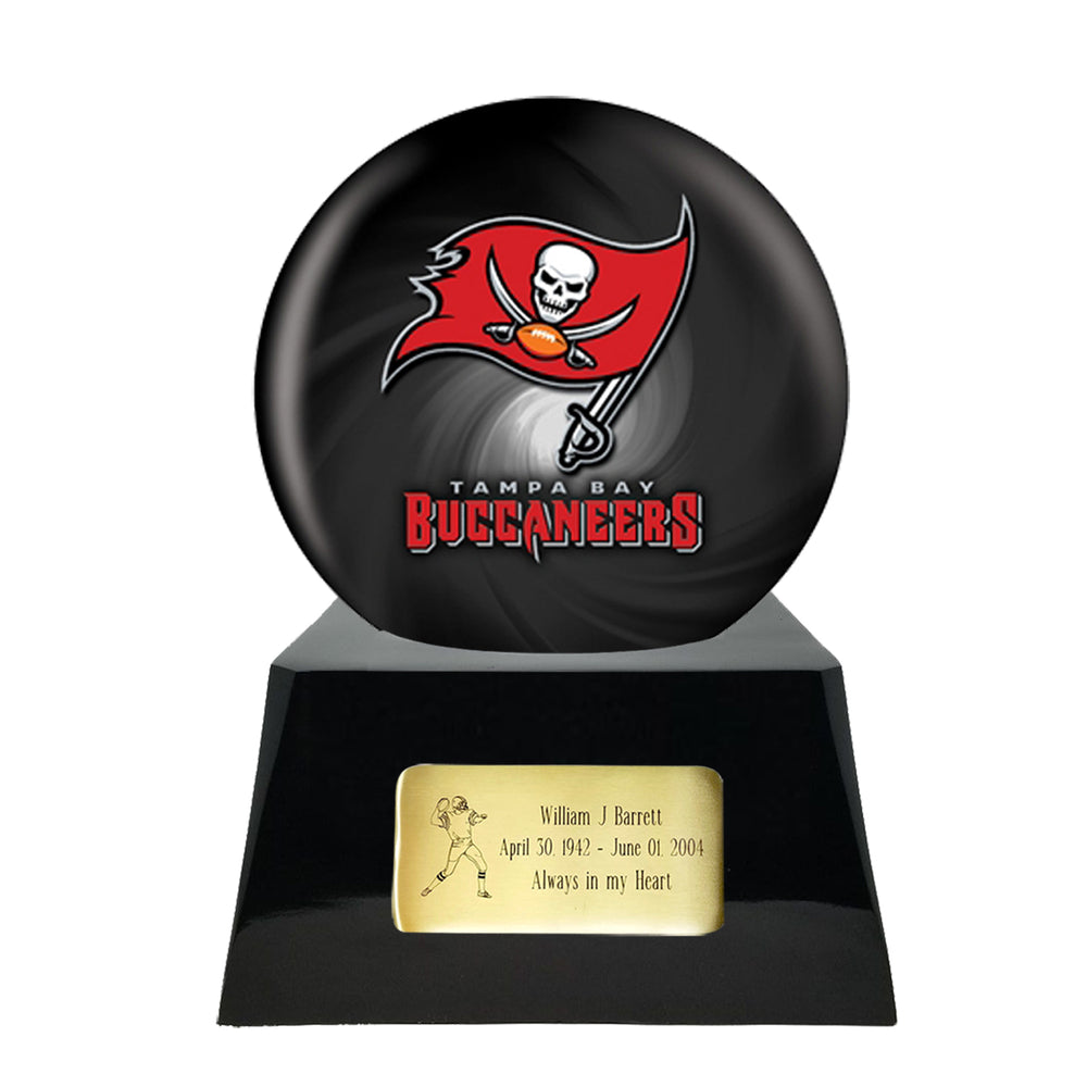Football Trophy Urn Base with Optional Tampa Bay Buccaneers Team Sphere