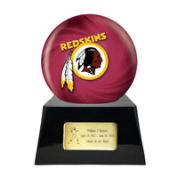 Football Trophy Urn Base with Optional Washington Redskins Team Sphere NFL