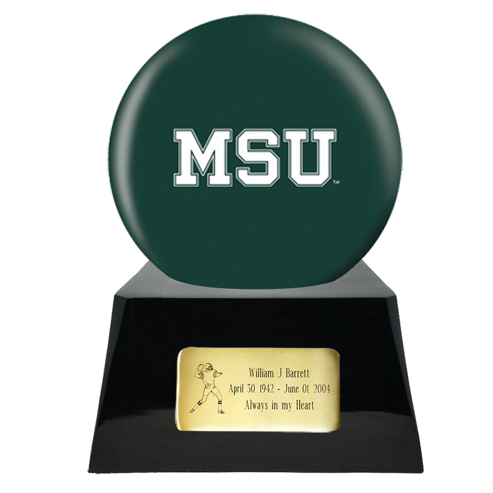 College Football Trophy Urn Base with Optional Michigan State Spartans Team Sphere