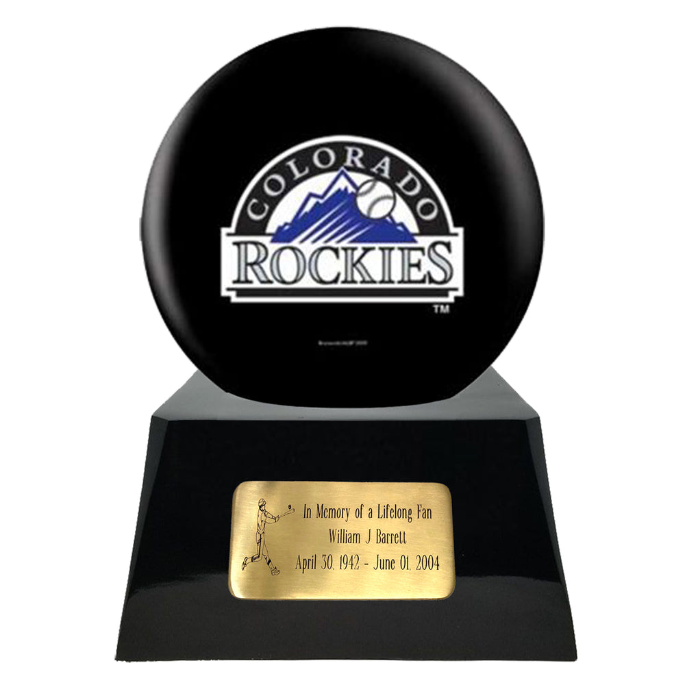 Baseball Trophy Urn Base with Optional Colorado Rockies Team Sphere